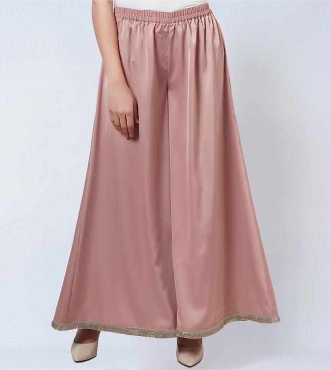 first resort by ramola bachchan powder pink wide leg pants with lace