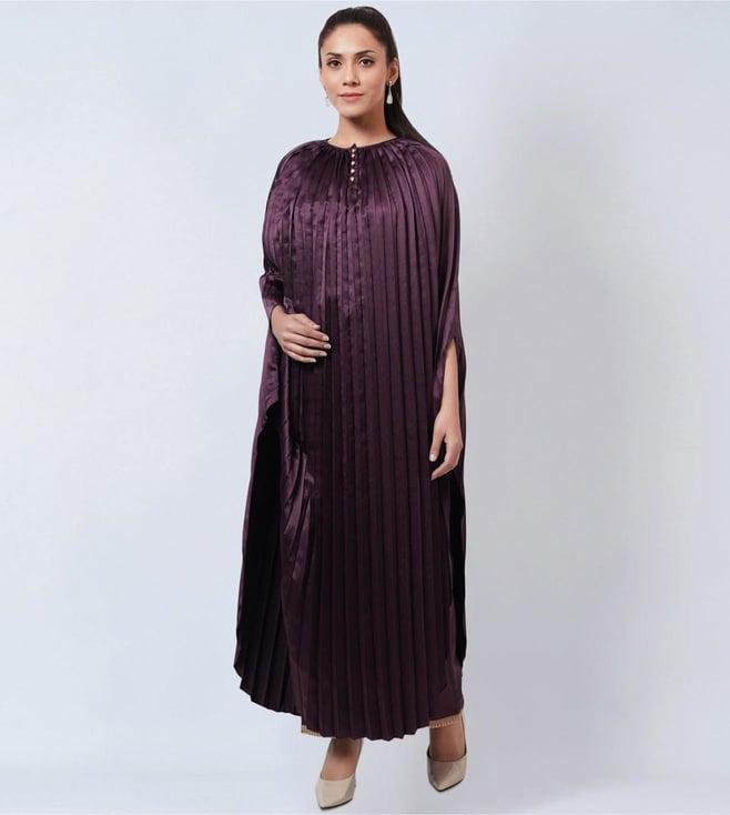 first resort by ramola bachchan purple asymmetrical pleated kaftan