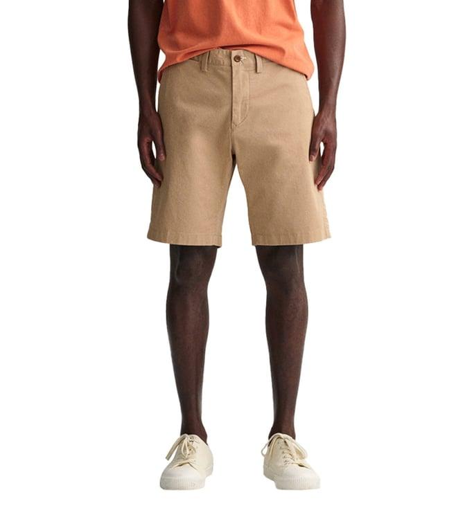 gant beige hallden twill slim fit shorts