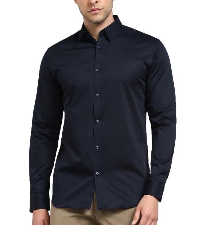 selected homme navy slim fit shirt