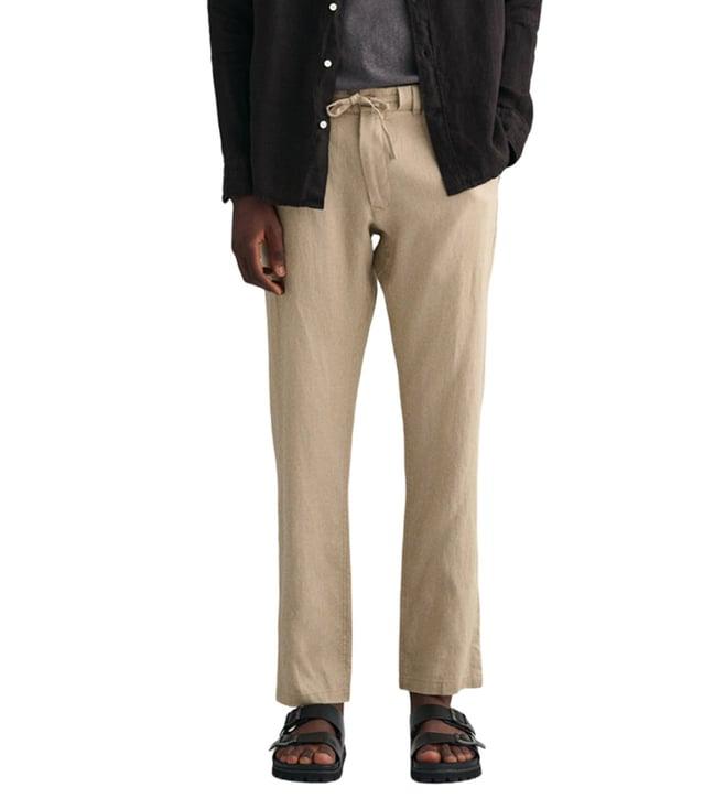 gant beige relaxed fit drawstring trousers