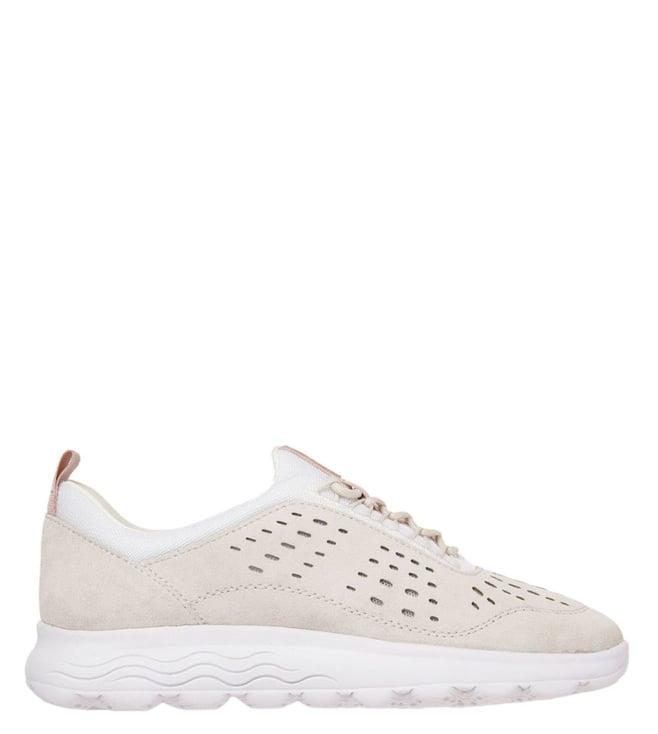 geox women's d spherica perforated off white sneakers