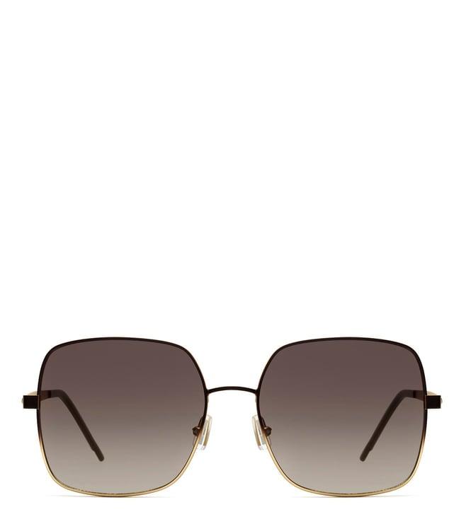 hugo boss brown 100% uv protected lens brown gold rectangular sunglasses for women-202976ufm57ha