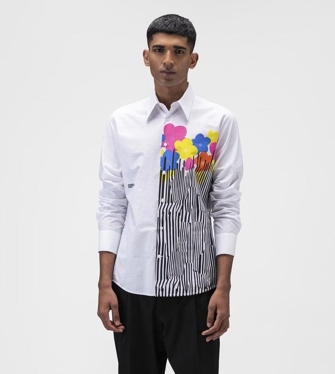 ayurganic white floral collage mens shirt