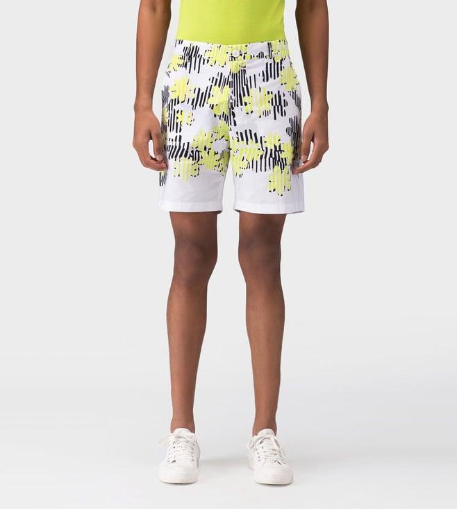 ayurganic white floral collage mens shorts