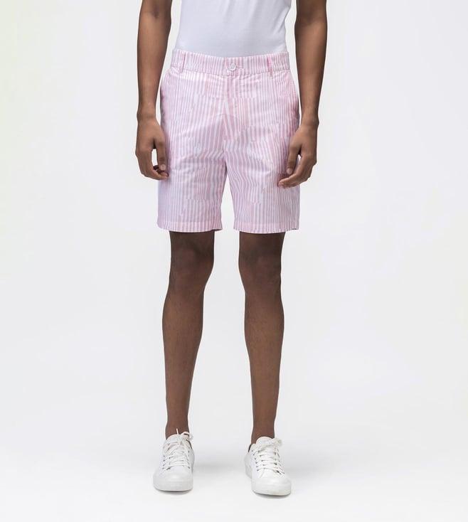 ayurganic pink printed linen mens shorts