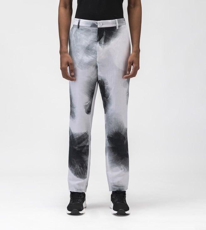 ayurganic black ombre floral mens linen trousers