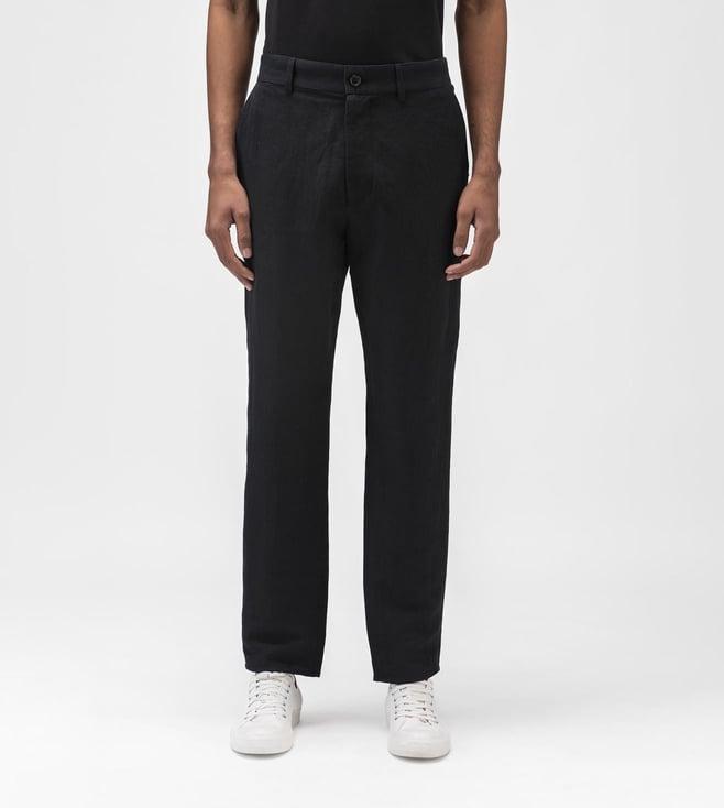 ayurganic black linen trousers for men