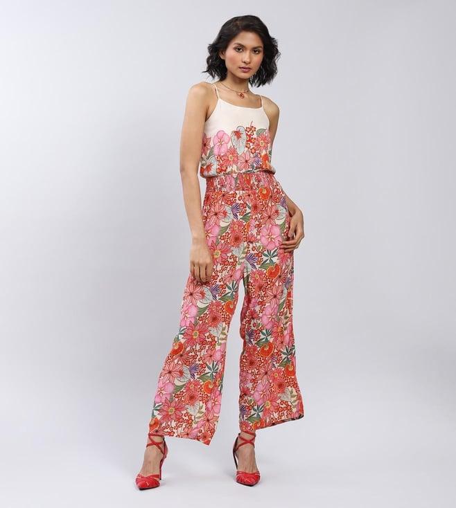 label ritu kumar ecru floral print jumpsuuit