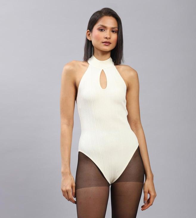 label ritu kumar off white halter body suit