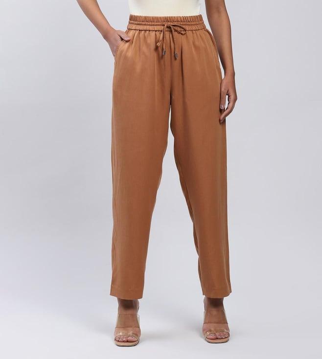 label ritu kumar brown ankle-length pant with drawstring