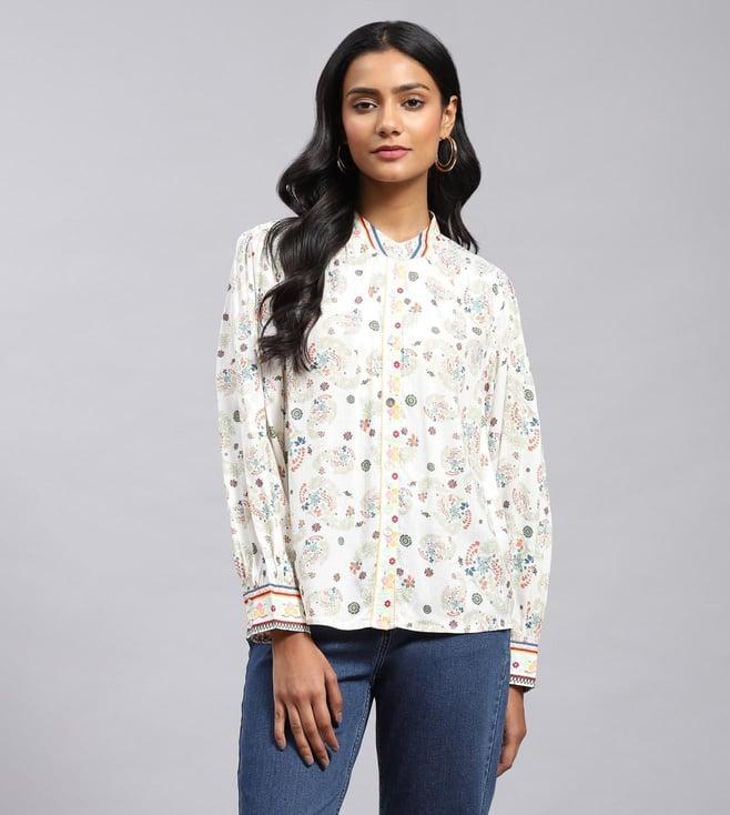 label ritu kumar white printed shirt