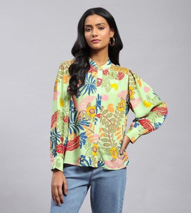 label ritu kumar mint floral printed shirt