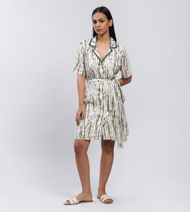 label ritu kumar grey shibori print shirt dress