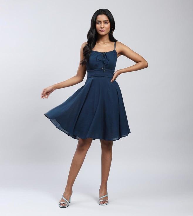 label ritu kumar indigo strappy short dress