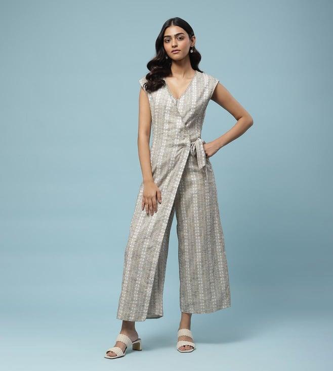 aarke ritu kumar ecru tyarn dyed side tie jumpsuit