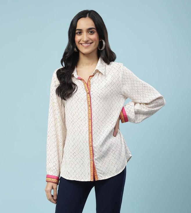 aarke ritu kumar ecru geometric print shirt