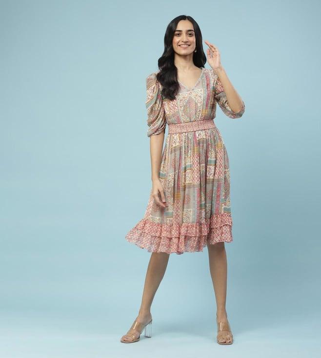 aarke ritu kumar multicolor abstract print ruffled short dress