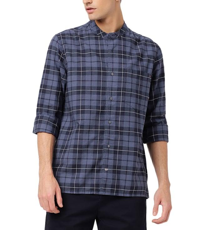 tommy hilfiger dark indigo plaid regular fit shirt