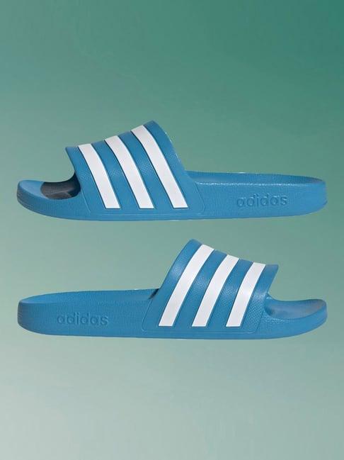 adidas men's adilette aqua blue slides