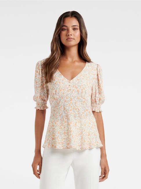 forever new cream floral print top