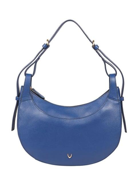 hidesign blue textured medium hobo handbag