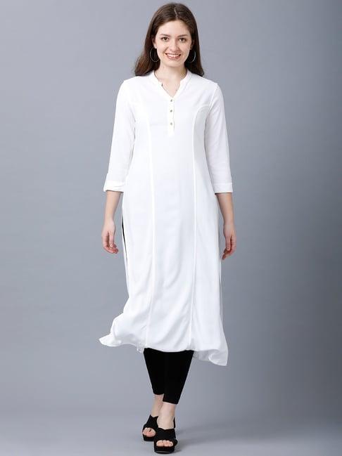 identiti white slim fit a line kurta