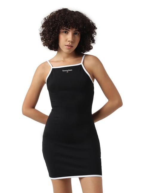 tommy hilfiger black logo skinny fit dresses