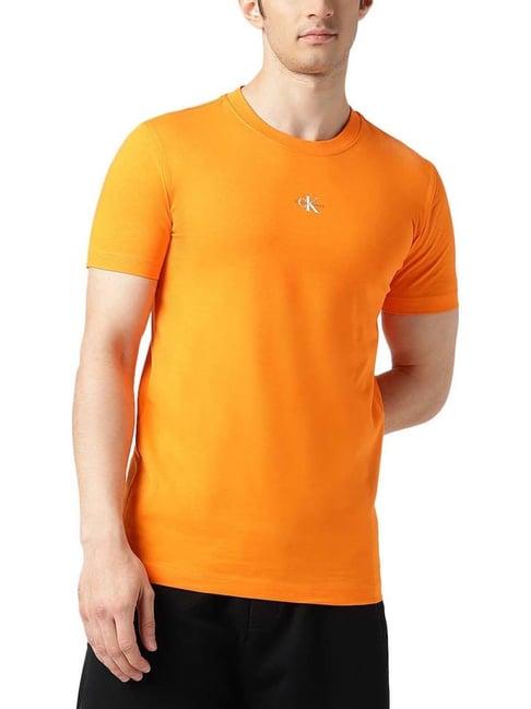 calvin klein jeans vibrant orange regular fit t-shirt