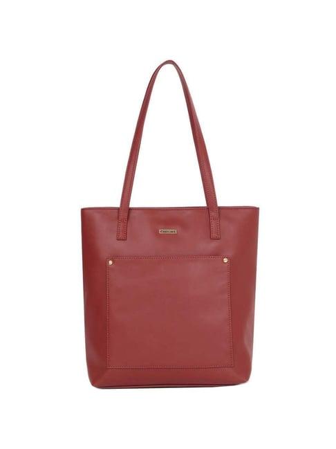 fastrack merlot tall burgundy solid medium tote handbag