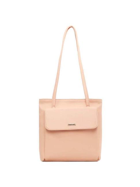 fastrack structured powder pink tote bag for women