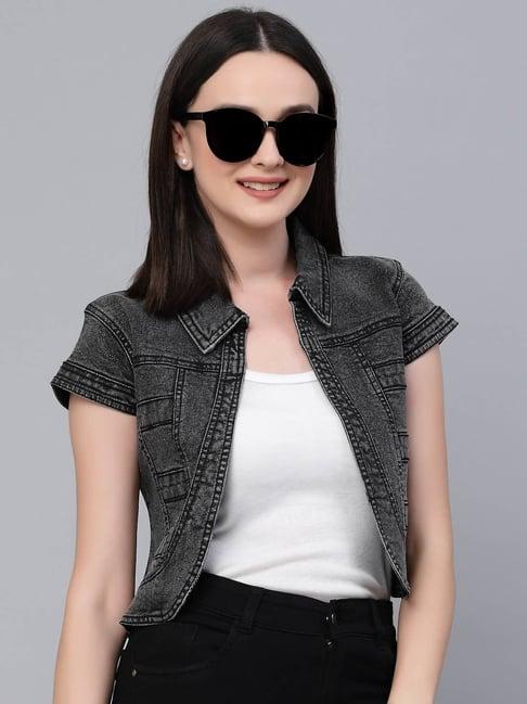 style quotient black denim shrug