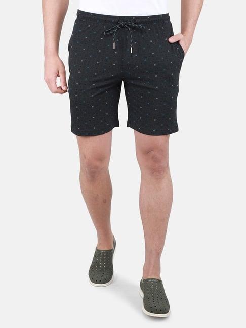 monte carlo black regular fit printed bermuda shorts