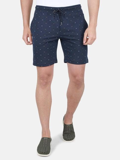 monte carlo navy regular fit printed bermuda shorts