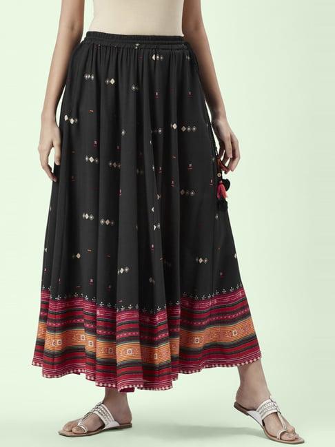 akkriti by pantaloons black printed skirts