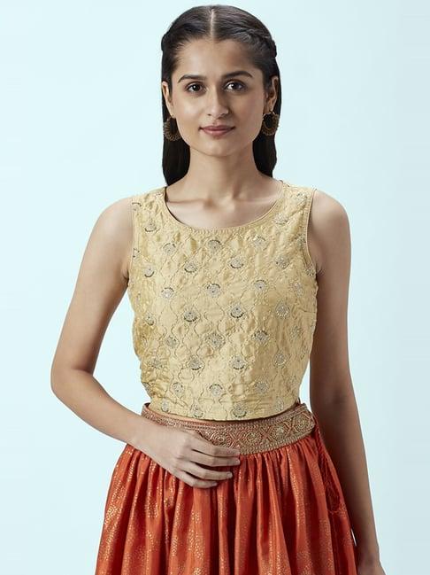 akkriti by pantaloons golden embellished crop top