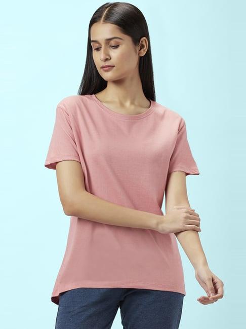 dreamz by pantaloons pink cotton solid t-shirt