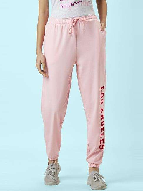 ajile by pantaloons pink cotton printed track pants