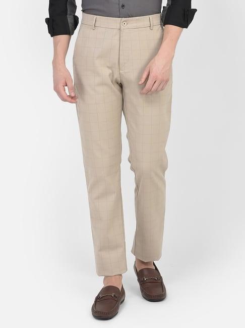 crimsoune club beige slim fit checks trouser