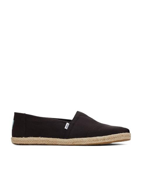 toms men's alpargata rope black loafers