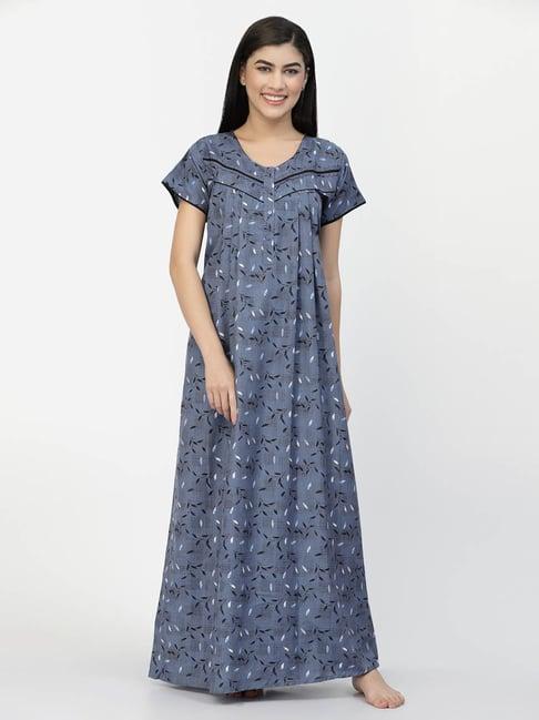 sweet dreams blue cotton printed nighty