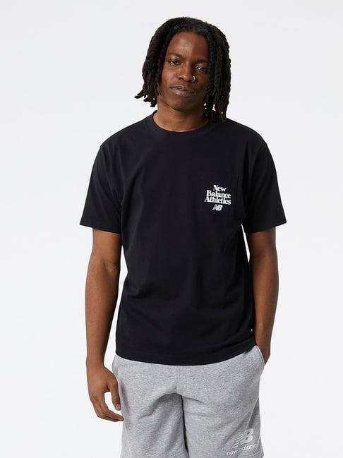 new balance black regular fit printed crew t-shirt