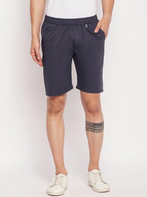 okane navy cotton regular fit shorts