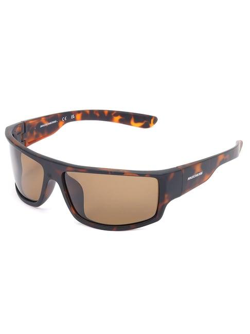 skechers brown rectangular sunglasses for men