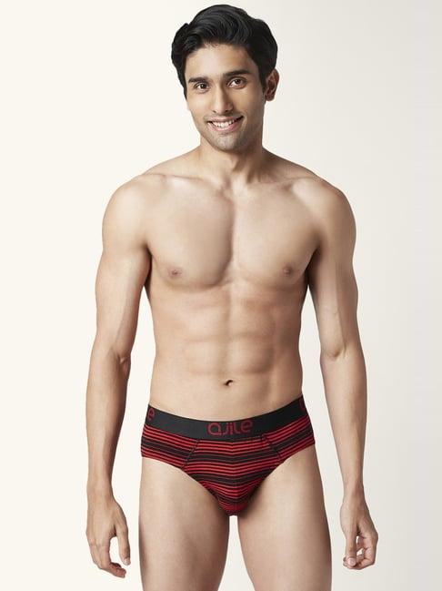 ajile by pantaloons red & black cotton regular fit striped briefs