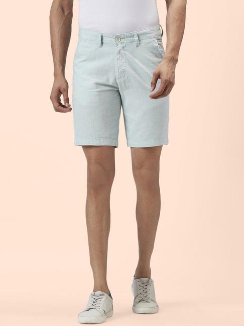 byford by pantaloons pista green cotton slim fit shorts