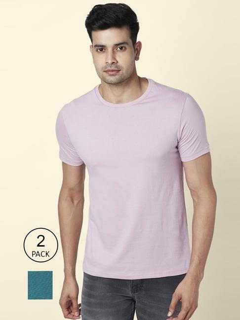 byford by pantaloons pink & blue cotton regular fit t-shirt - pack of 2