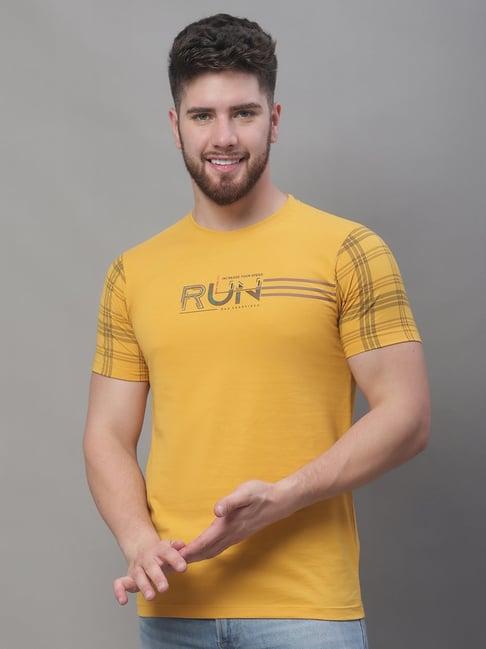 venitian- forbidden clothing yellow slim fit printed t-shirt