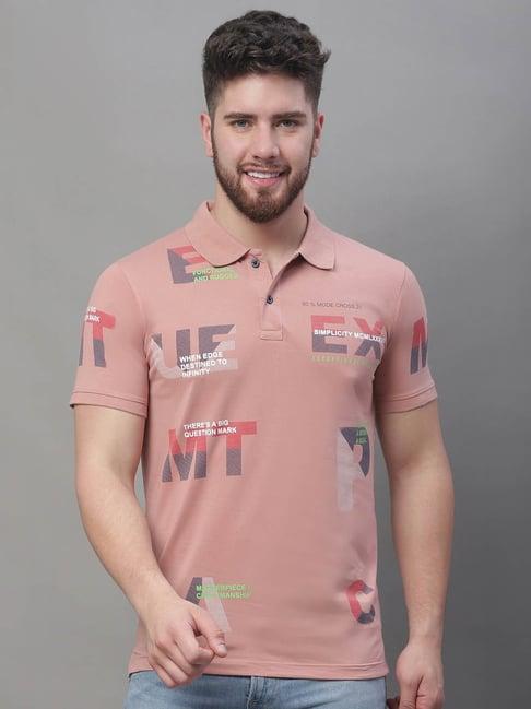 venitian- forbidden clothing dusty pink slim fit printed polo t-shirt