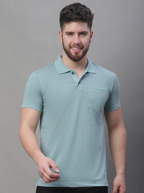 venitian- forbidden clothing sea green slim fit printed polo t-shirt